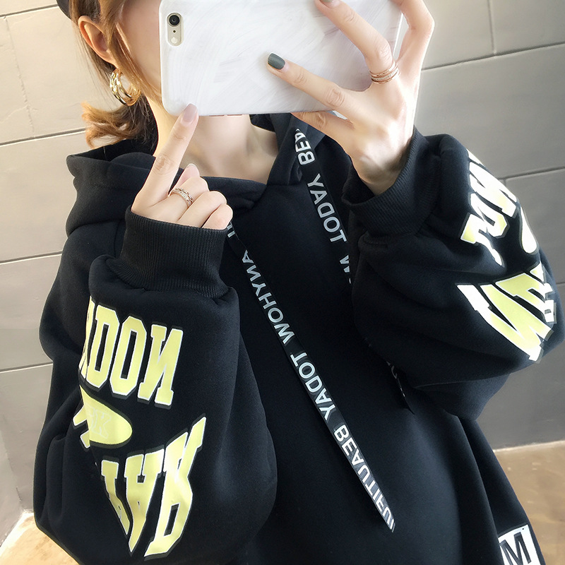 250g David style autumn/winter update hoodie with velvet cuff monogram print long sleeve sweater for women 250g David style autumn/winter update hoodie with velvet cuff monogram print long sleeve sweater for women