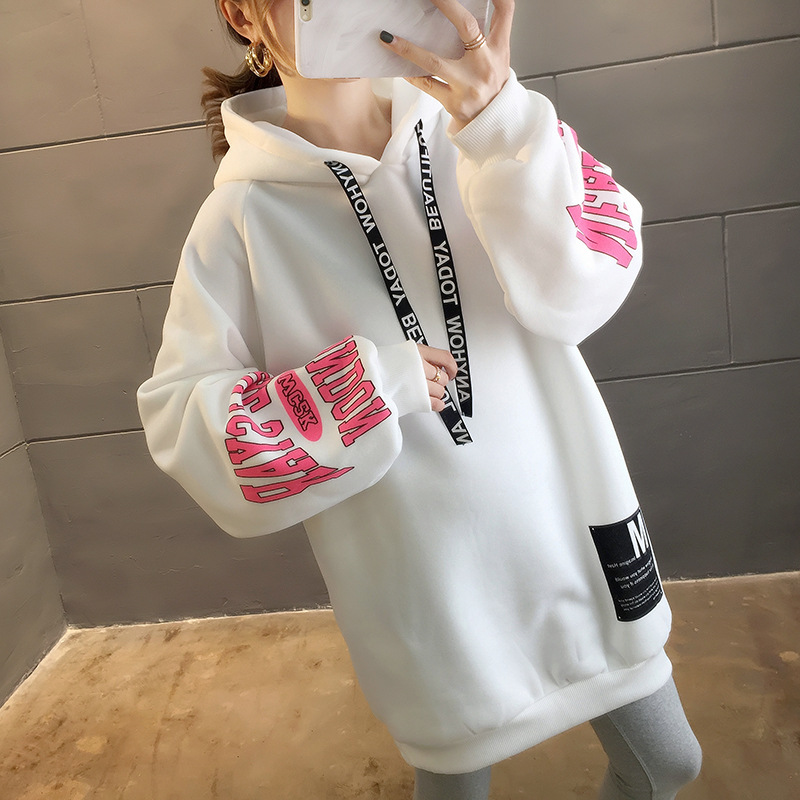 250g David style autumn/winter update hoodie with velvet cuff monogram print long sleeve sweater for women 250g David style autumn/winter update hoodie with velvet cuff monogram print long sleeve sweater for women
