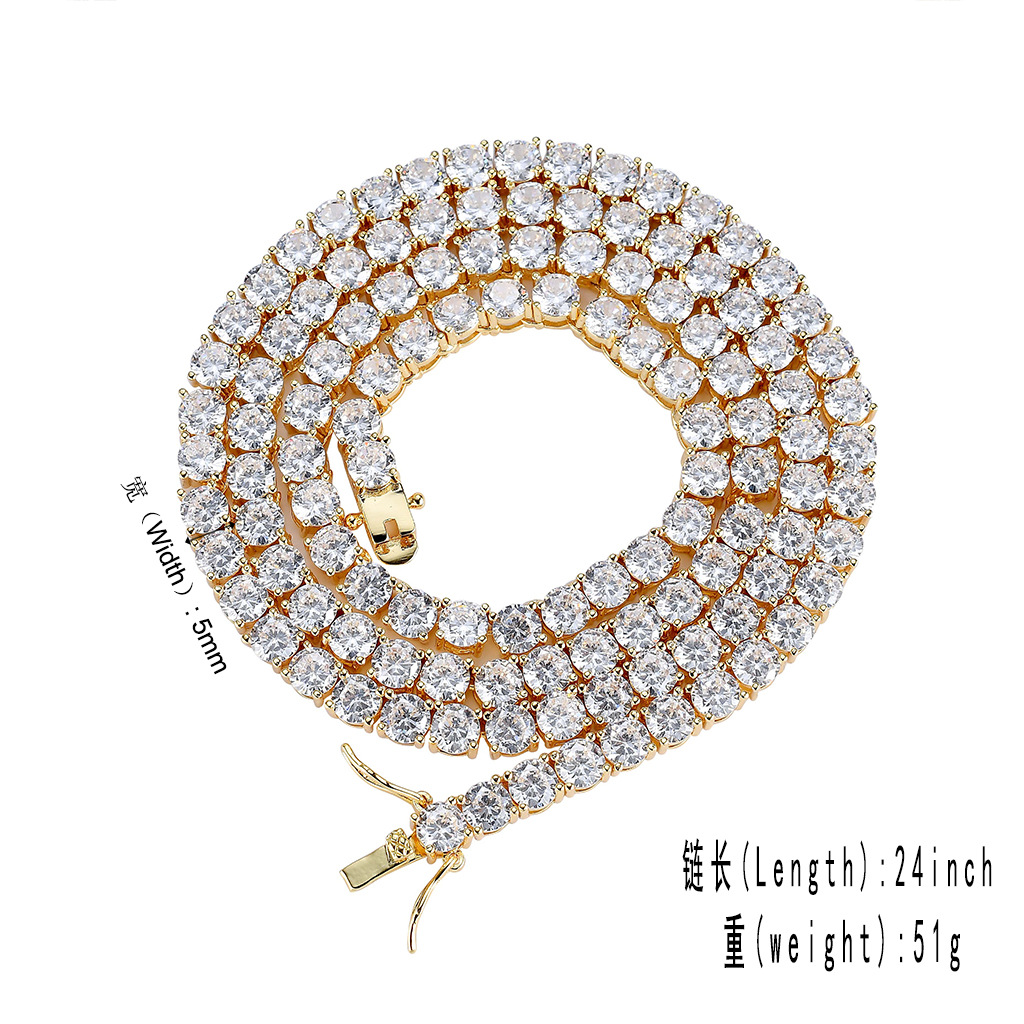 Tennis Chain Hip Hop Ear Accessories Single Row Chain 3mm 4mm 5mm Men's Necklace Tennis Chain Diamond Chain Tennis Chain Hip Hop Ear Accessories Single Row Chain 3mm 4mm 5mm Men's Necklace Tennis Chain Diamond Chain