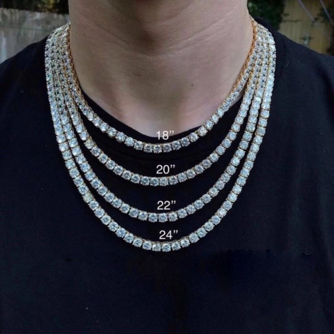 Tennis Chain Hip Hop Ear Accessories Single Row Chain 3mm 4mm 5mm Men's Necklace Tennis Chain Diamond Chain Tennis Chain Hip Hop Ear Accessories Single Row Chain 3mm 4mm 5mm Men's Necklace Tennis Chain Diamond Chain