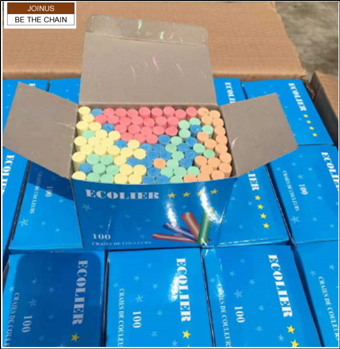 COLOR CHALK 8X10 100PC SProfessional Non Toxic School Water Soluble Dustless  ECOLIER CRAIES DE COULEURS stationery
