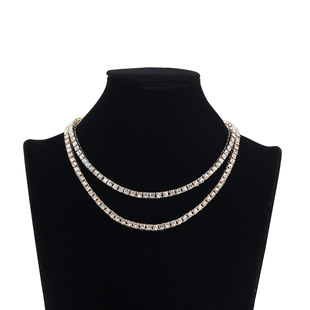 Factory Direct Sales Hip Hop Tennis Chain 5mm Single Row Inlaid Zircon Chain Tennis Chain Transparent Gray Diamond Gun Black Electroplating