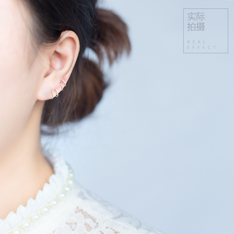 Double Ring Earrings Double Layer Ear Clip Simple Circle Little Earrings Bone Ring Female Personalized Earrings E3812