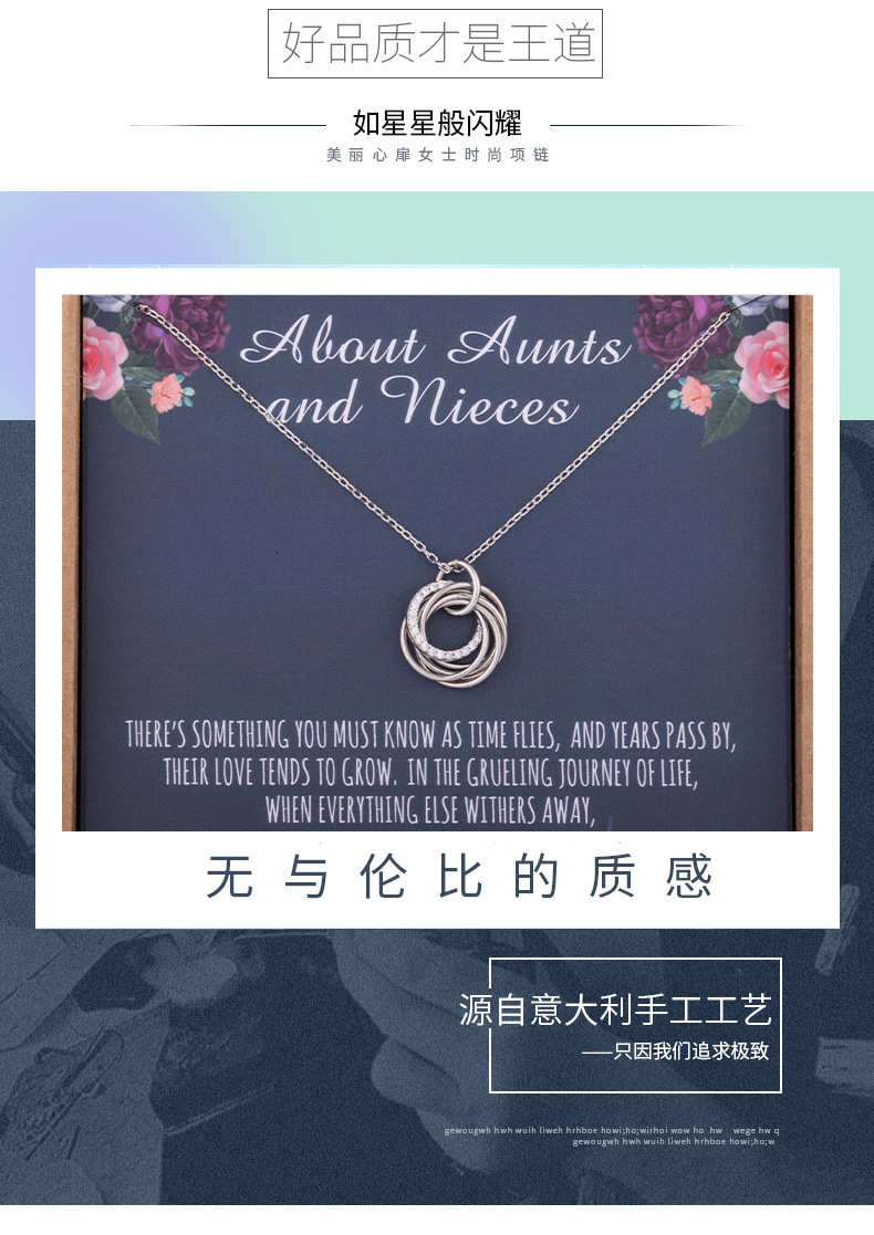SOURCE Factory Exclusive for Cross-Border S925 Sterling Silver Hand-Made Circle Ring Buckle Pendant Grandmother Mother Daughter Necklace