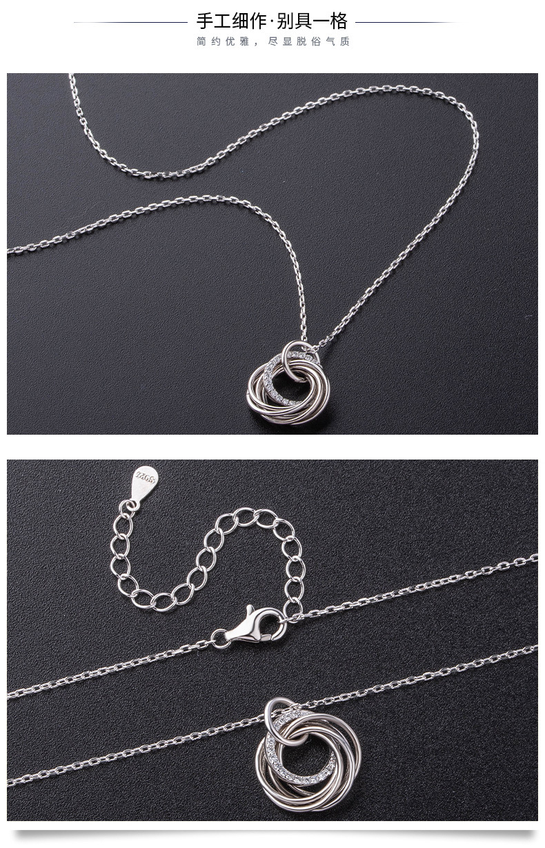 SOURCE Factory Exclusive for Cross-Border S925 Sterling Silver Hand-Made Circle Ring Buckle Pendant Grandmother Mother Daughter Necklace