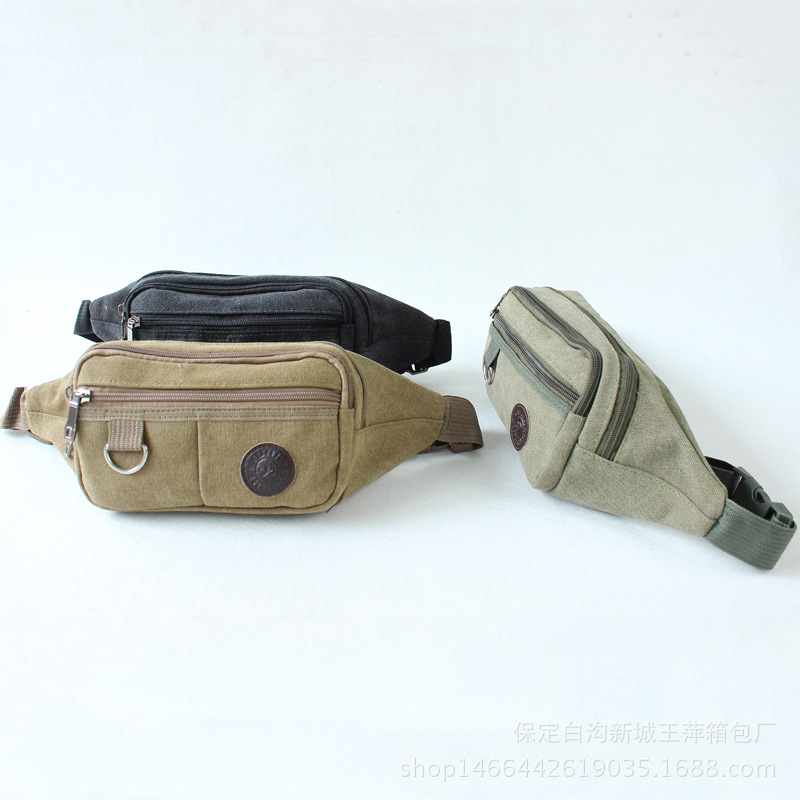  Waist Bag Men&#039;s New Fashion Casual Canvas Waist Bag Sports Crossbody Bag Outdoor Riding Waist and Leg Bag Coin Purse