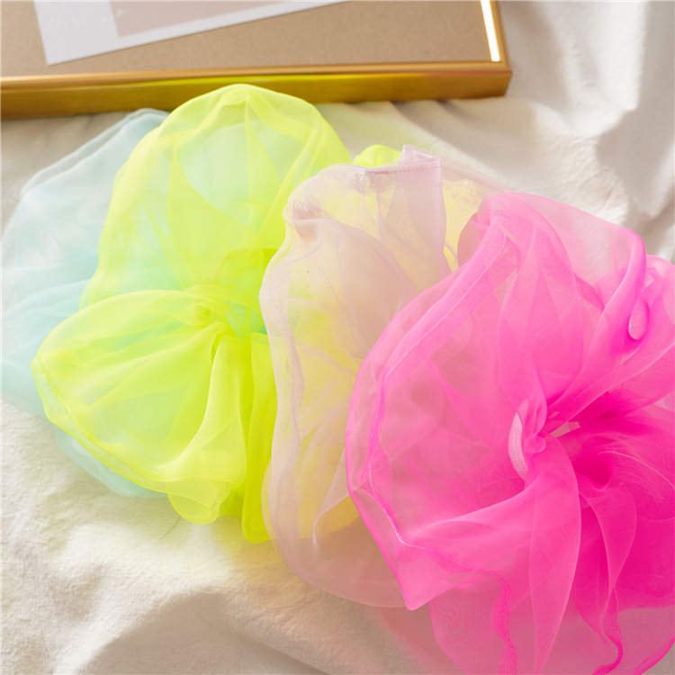 Japanese and Korean Summer New Oversized Circle Thin Mesh Large Intestine Ring Ins Girl Organza Hair Band Accessories