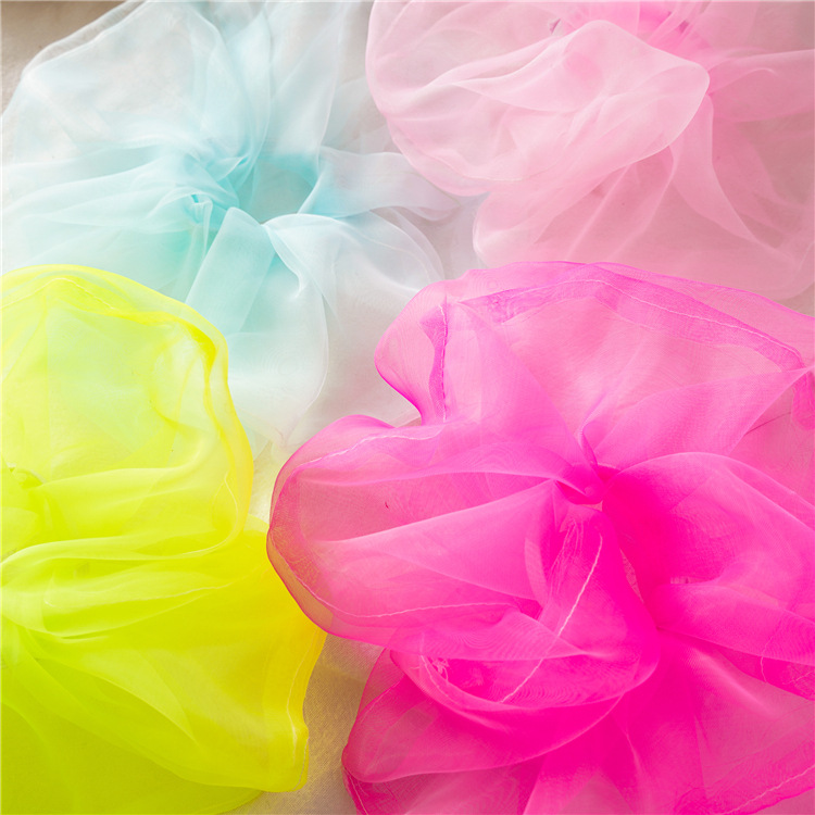 Japanese and Korean Summer New Oversized Circle Thin Mesh Large Intestine Ring Ins Girl Organza Hair Band Accessories