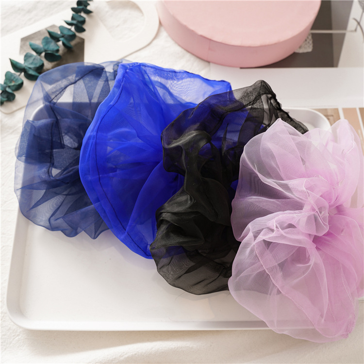 Japanese and Korean Summer New Oversized Circle Thin Mesh Large Intestine Ring Ins Girl Organza Hair Band Accessories