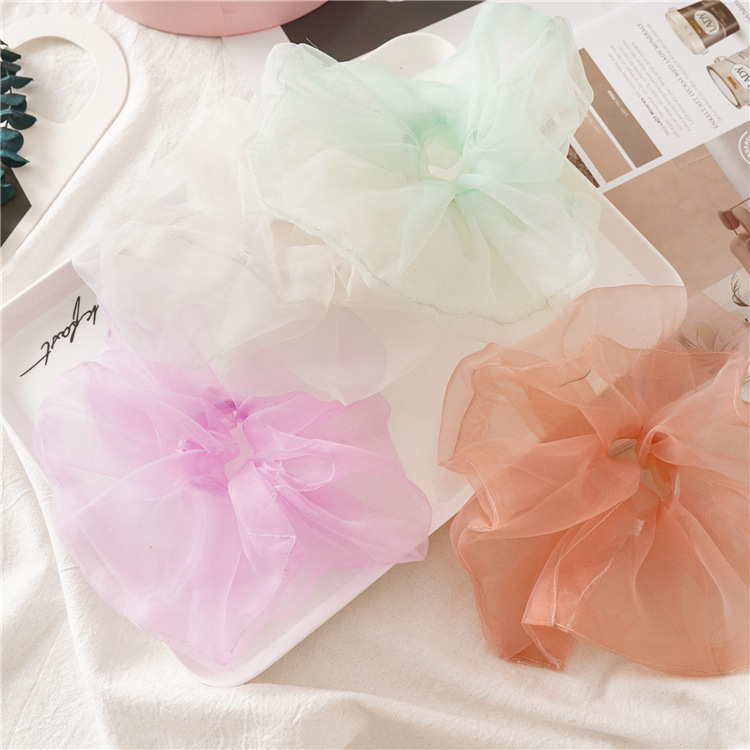 Japanese and Korean Summer New Oversized Circle Thin Mesh Large Intestine Ring Ins Girl Organza Hair Band Accessories