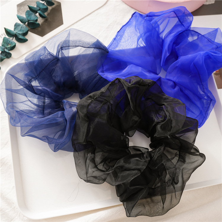 Japanese and Korean Summer New Oversized Circle Thin Mesh Large Intestine Ring Ins Girl Organza Hair Band Accessories