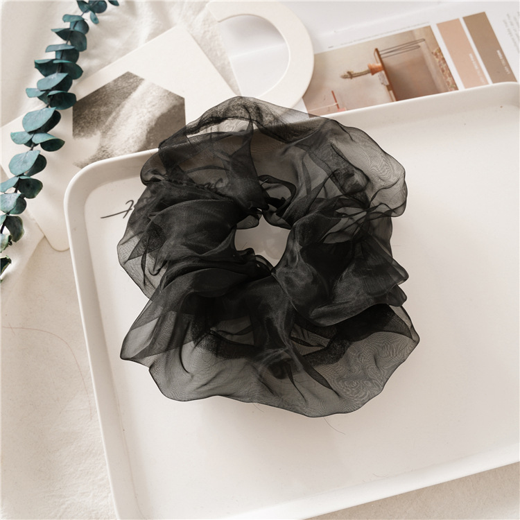 Japanese and Korean Summer New Oversized Circle Thin Mesh Large Intestine Ring Ins Girl Organza Hair Band Accessories