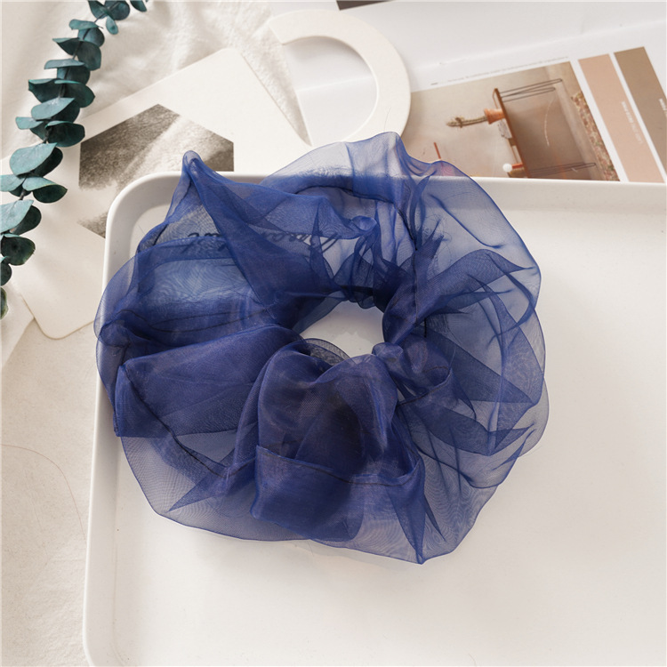 Japanese and Korean Summer New Oversized Circle Thin Mesh Large Intestine Ring Ins Girl Organza Hair Band Accessories
