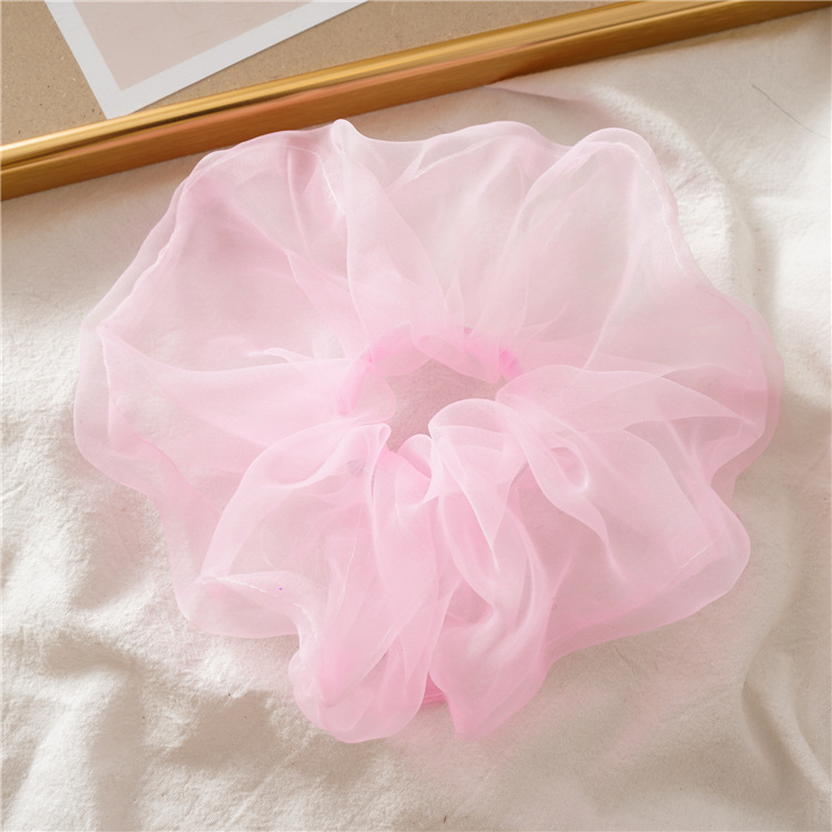 Japanese and Korean Summer New Oversized Circle Thin Mesh Large Intestine Ring Ins Girl Organza Hair Band Accessories