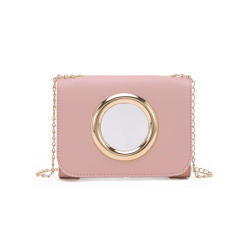 2021 New Women&#039;s Bag Korean Style Golden Large Circle Retro Small Square Bag Trendy Women&#039;s One Shoulder Crossbody Phone Bag