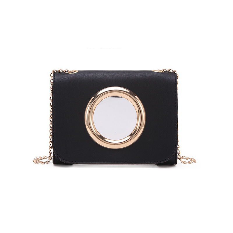 2021 New Women&#039;s Bag Korean Style Golden Large Circle Retro Small Square Bag Trendy Women&#039;s One Shoulder Crossbody Phone Bag