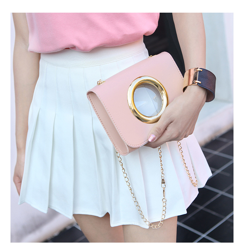 2021 New Women's Bag Korean Style Golden Large Circle Retro Small Square Bag Trendy Women's One Shoulder Crossbody Phone Bag 2021 New Women's Bag Korean Style Golden Large Circle Retro Small Square Bag Trendy Women's One Shoulder Crossbody Phone Bag