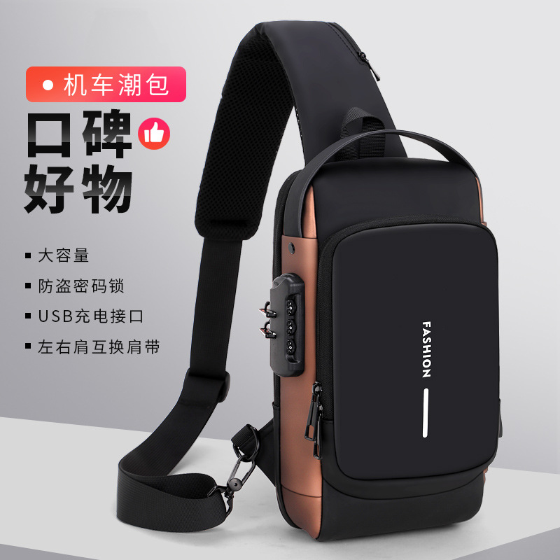 Multifunctional Men&#039;s Chest Bag Password Anti-Theft Backpack Shoulder Bag Sports Waterproof Crossbody Bag Cool Sports Car Motorcycle Bag