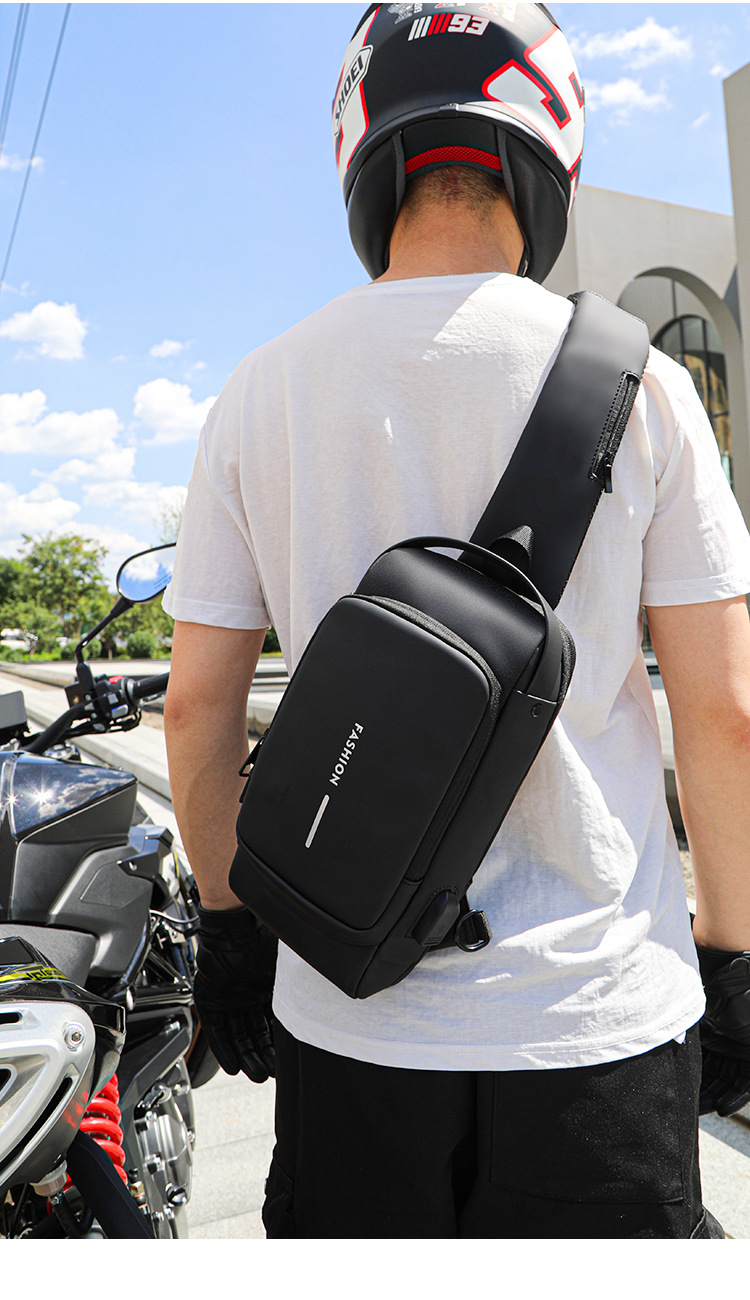 Multifunctional Men's Chest Bag Password Anti-Theft Backpack Shoulder Bag Sports Waterproof Crossbody Bag Cool Sports Car Motorcycle Bag
