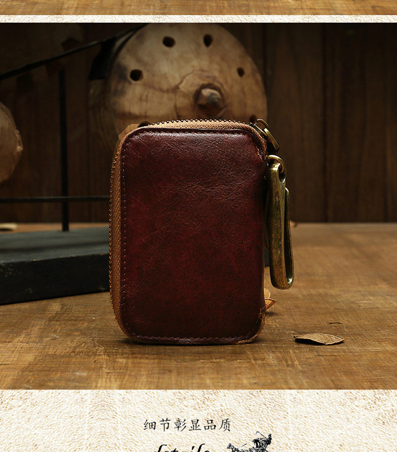Handmade Cowhide Men's Leather Key Bag Cool Popular Brand Genuine Leather Coin Purse Card Holder Car Key Case Zipper Bag Handmade Cowhide Men's Leather Key Bag Cool Popular Brand Genuine Leather Coin Purse Card Holder Car Key Case Zipper Bag