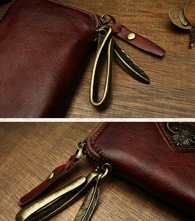 Handmade Cowhide Men's Leather Key Bag Cool Popular Brand Genuine Leather Coin Purse Card Holder Car Key Case Zipper Bag Handmade Cowhide Men's Leather Key Bag Cool Popular Brand Genuine Leather Coin Purse Card Holder Car Key Case Zipper Bag