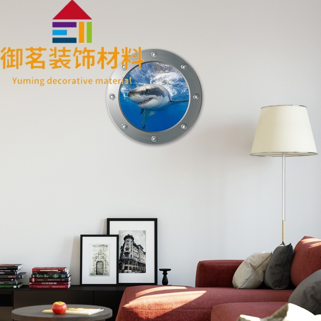 3D Window Shark Big White Shark Wall Stickers Circle and Creative Wallpaper Stickers Romantic Blue Underwater World Fish Group 3D Window Shark Big White Shark Wall Stickers Circle and Creative Wallpaper Stickers Romantic Blue Underwater World Fish Group