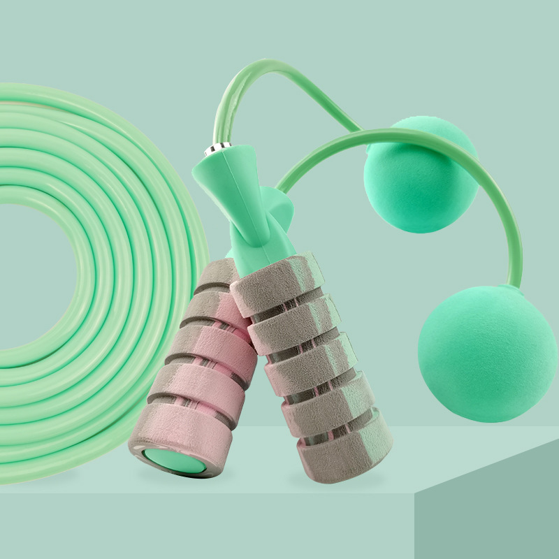 Tiktok Same Style Rope Skipping with Bearings Cordless Skipping Rope Big Ball Indoor Silent Fitness Bodybuilding Student Training Sports Skipping Rope