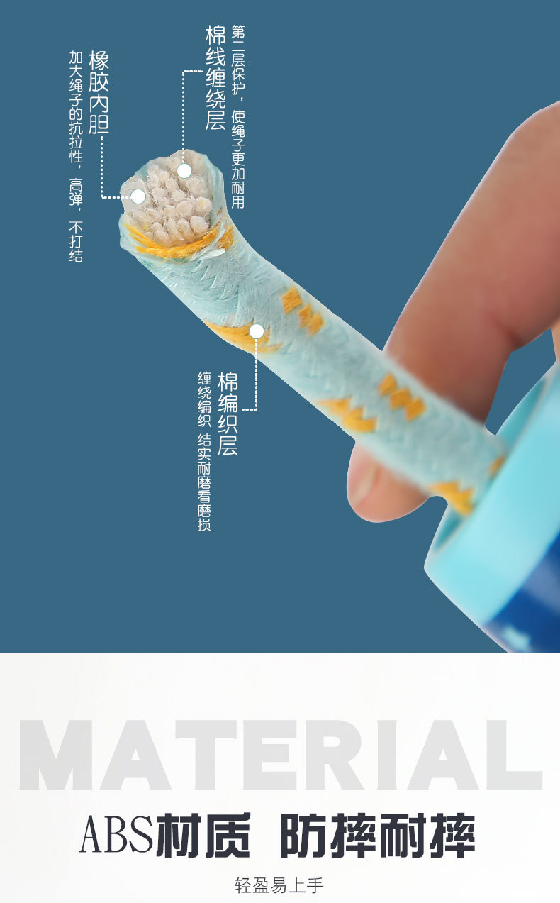 Children's Wooden Handle Primary School Kindergarten Sports Beginner Boys and Girls Skipping Rope Plastic Handle Cotton Rope Toys Children's Wooden Handle Primary School Kindergarten Sports Beginner Boys and Girls Skipping Rope Plastic Handle Cotton Rope Toys