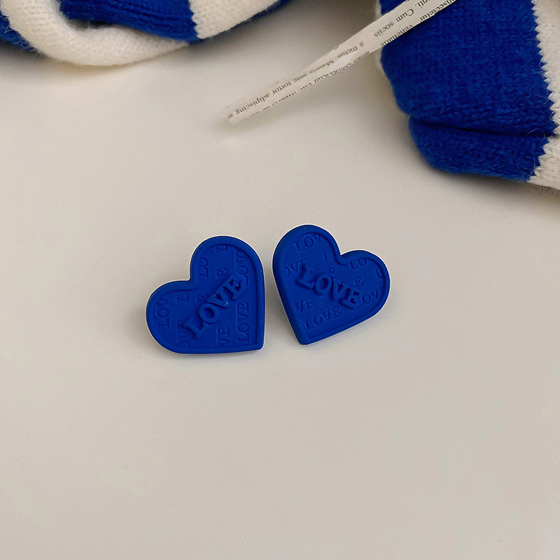 Klein Blue 925 Silver Needle Geometric Circle Chain Earrings Personalized and Temperamental Stud Earrings Ins High Sense Korean Earrings Klein Blue 925 Silver Needle Geometric Circle Chain Earrings Personalized and Temperamental Stud Earrings Ins High Sense Korean Earrings