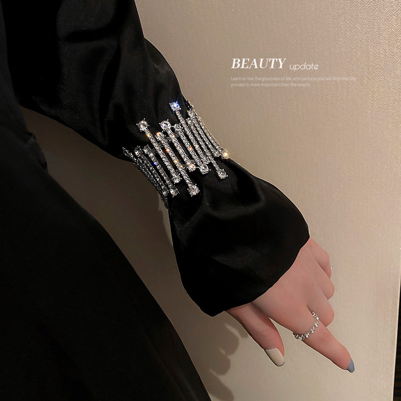 Diamond Crystal Bracelet Wrist Ring European and American Fashion Heavy Industry Rhinestone High-Grade Bracelet Exaggerated Personalized Trendy Bracelet for Women