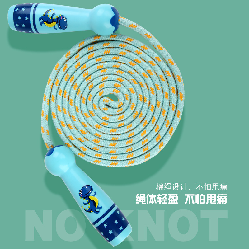 Rope Skipping Toys Children&#039;s Wooden Primary School Sports Kindergarten Beginner Boys and Girls Rope Skipping Wooden Handle Cotton String
