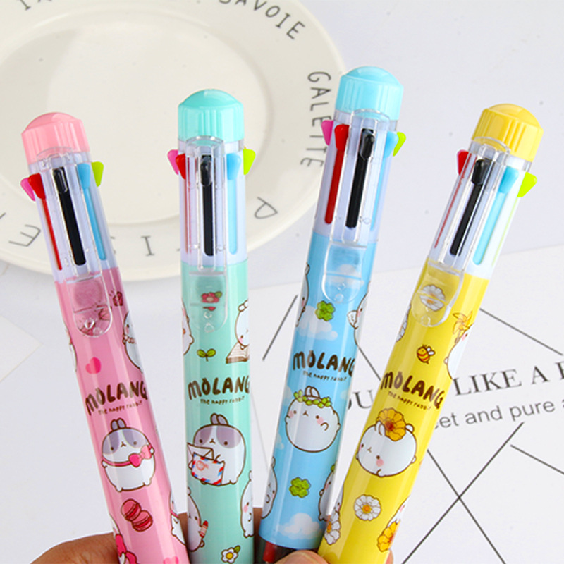Factory direct cartoon creative circle 8 color ballpoint pen cartoon animal touch ballpoint pen hot office book