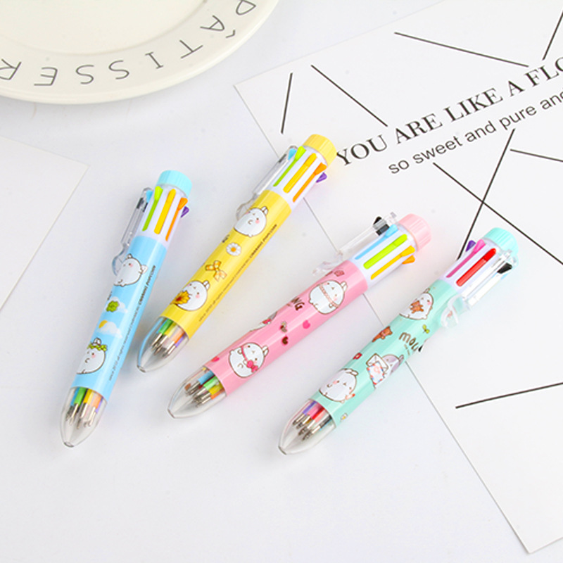 Factory direct cartoon creative circle 8 color ballpoint pen cartoon animal touch ballpoint pen hot office book