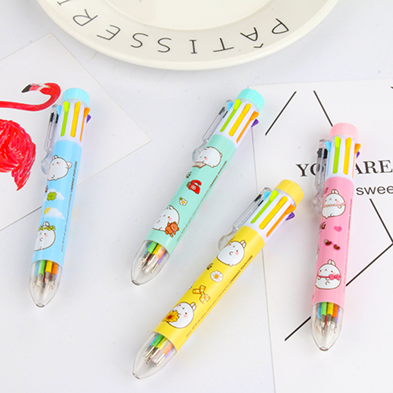 Factory direct cartoon creative circle 8 color ballpoint pen cartoon animal touch ballpoint pen hot office book