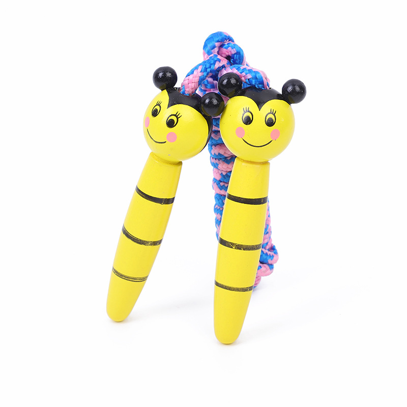 New Children Cartoon Wooden Animals Skipping Rope Kindergarten Elementary School Student Sports Skipping Rope Fitness Skipping Rope Factory Direct Sales
