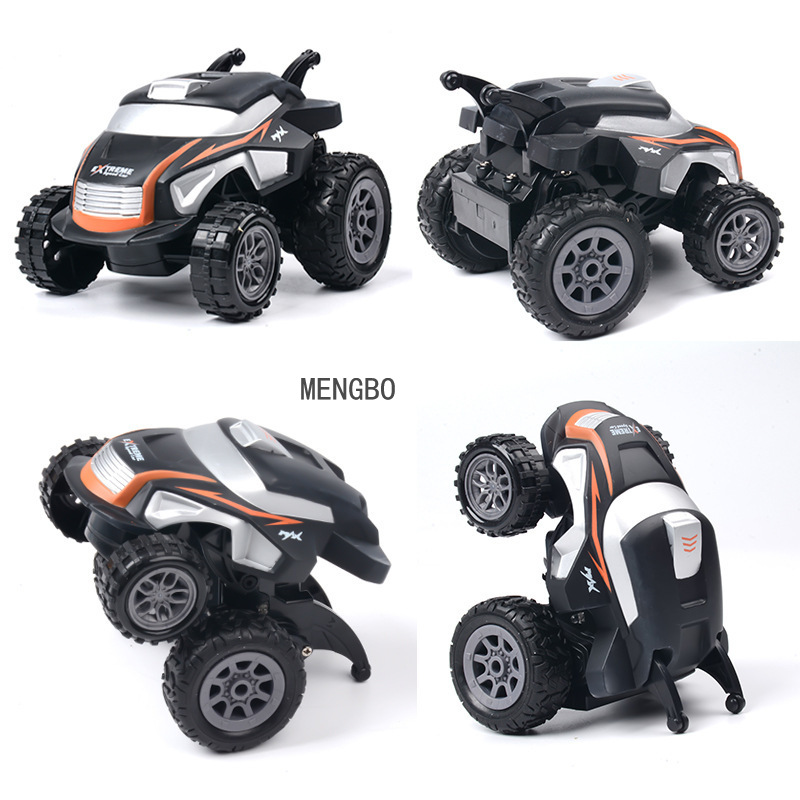 Cross-Border Hot Sale RC Remote Control Stunt Car 2.4G Rechargeable Tilting Programming Car Light Stand-Able Cool Toy Car