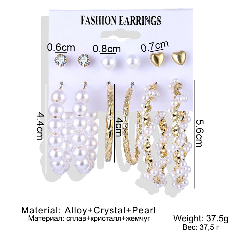 Set 6Piece Set Korean Jewelry Acrylic Artificial Pearl and Circle Tassel Earrings CrossBorder Hot Selling Earrings Set 6Piece Set Korean Jewelry Acrylic Artificial Pearl and Circle Tassel Earrings CrossBorder Hot Selling Earrings