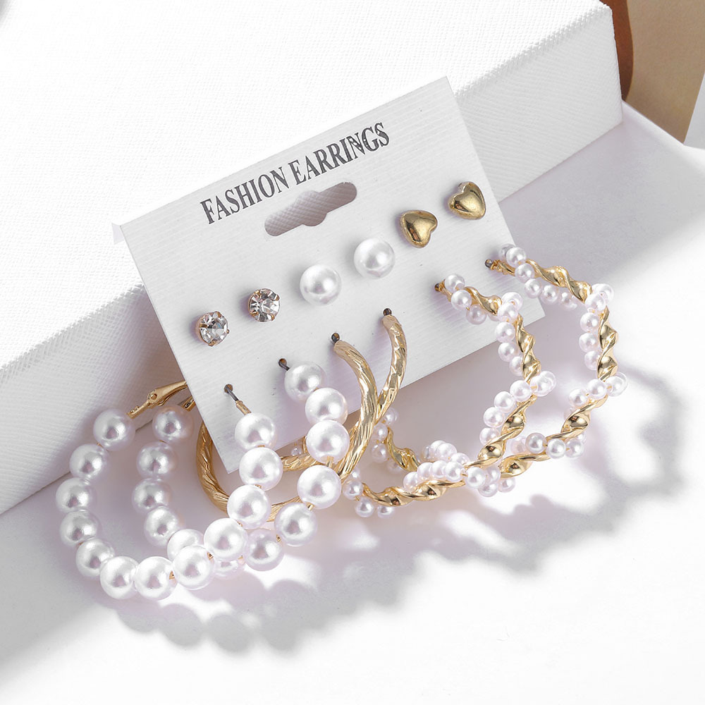 Set 6Piece Set Korean Jewelry Acrylic Artificial Pearl and Circle Tassel Earrings CrossBorder Hot Selling Earrings Set 6Piece Set Korean Jewelry Acrylic Artificial Pearl and Circle Tassel Earrings CrossBorder Hot Selling Earrings