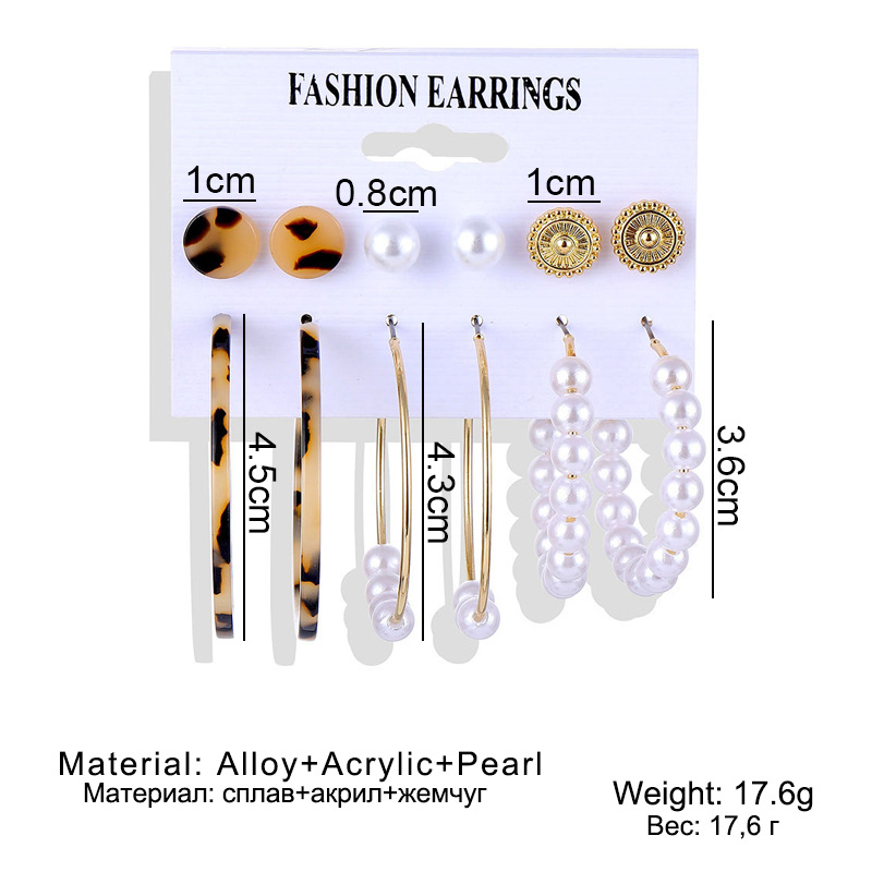 Set 6Piece Set Korean Jewelry Acrylic Artificial Pearl and Circle Tassel Earrings CrossBorder Hot Selling Earrings Set 6Piece Set Korean Jewelry Acrylic Artificial Pearl and Circle Tassel Earrings CrossBorder Hot Selling Earrings