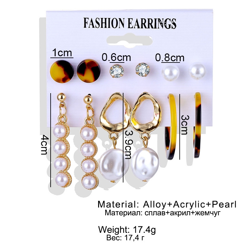 Set 6Piece Set Korean Jewelry Acrylic Artificial Pearl and Circle Tassel Earrings CrossBorder Hot Selling Earrings Set 6Piece Set Korean Jewelry Acrylic Artificial Pearl and Circle Tassel Earrings CrossBorder Hot Selling Earrings