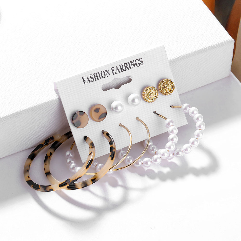 Set 6Piece Set Korean Jewelry Acrylic Artificial Pearl and Circle Tassel Earrings CrossBorder Hot Selling Earrings Set 6Piece Set Korean Jewelry Acrylic Artificial Pearl and Circle Tassel Earrings CrossBorder Hot Selling Earrings