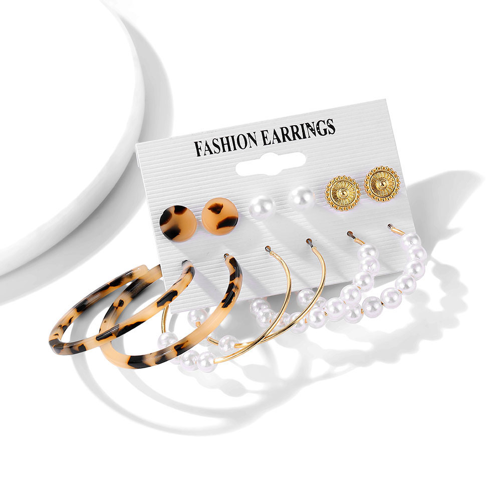 Set 6Piece Set Korean Jewelry Acrylic Artificial Pearl and Circle Tassel Earrings CrossBorder Hot Selling Earrings Set 6Piece Set Korean Jewelry Acrylic Artificial Pearl and Circle Tassel Earrings CrossBorder Hot Selling Earrings
