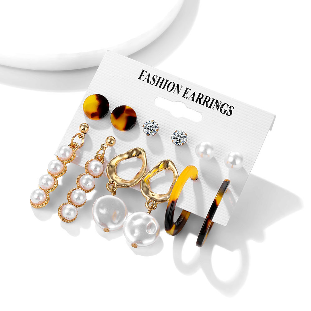 Set 6Piece Set Korean Jewelry Acrylic Artificial Pearl and Circle Tassel Earrings CrossBorder Hot Selling Earrings Set 6Piece Set Korean Jewelry Acrylic Artificial Pearl and Circle Tassel Earrings CrossBorder Hot Selling Earrings