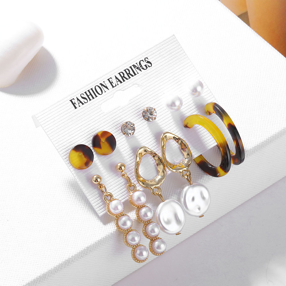 Set 6Piece Set Korean Jewelry Acrylic Artificial Pearl and Circle Tassel Earrings CrossBorder Hot Selling Earrings Set 6Piece Set Korean Jewelry Acrylic Artificial Pearl and Circle Tassel Earrings CrossBorder Hot Selling Earrings