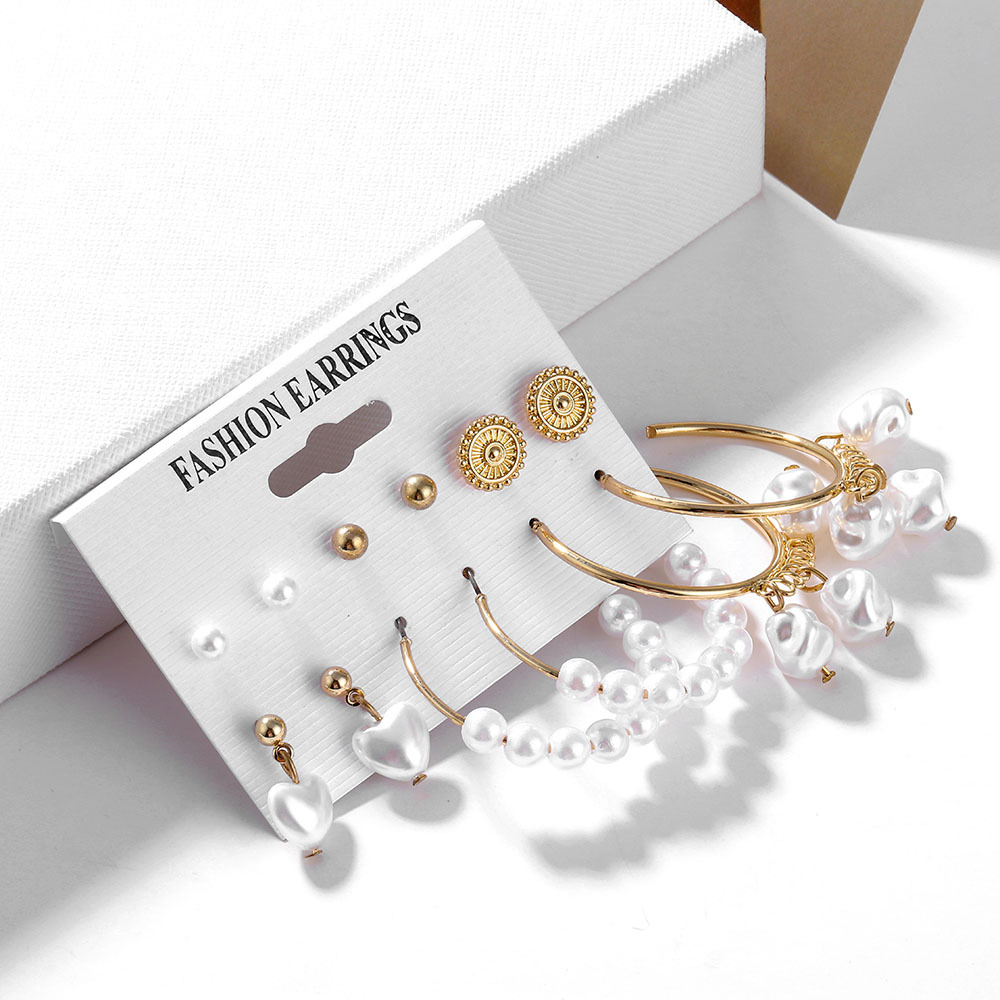 Set 6Piece Set Korean Jewelry Acrylic Artificial Pearl and Circle Tassel Earrings CrossBorder Hot Selling Earrings Set 6Piece Set Korean Jewelry Acrylic Artificial Pearl and Circle Tassel Earrings CrossBorder Hot Selling Earrings