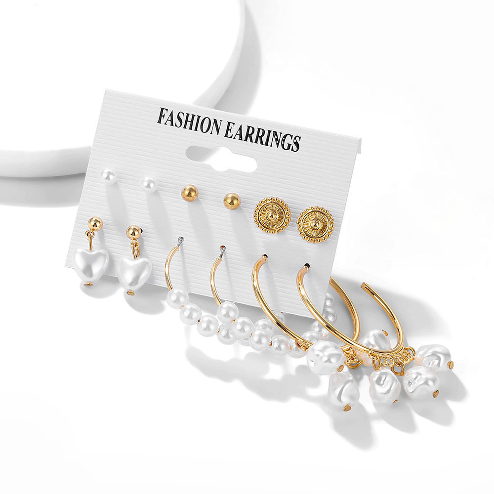 Set 6Piece Set Korean Jewelry Acrylic Artificial Pearl and Circle Tassel Earrings CrossBorder Hot Selling Earrings Set 6Piece Set Korean Jewelry Acrylic Artificial Pearl and Circle Tassel Earrings CrossBorder Hot Selling Earrings