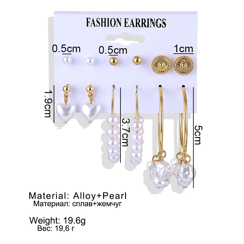 Set 6Piece Set Korean Jewelry Acrylic Artificial Pearl and Circle Tassel Earrings CrossBorder Hot Selling Earrings Set 6Piece Set Korean Jewelry Acrylic Artificial Pearl and Circle Tassel Earrings CrossBorder Hot Selling Earrings