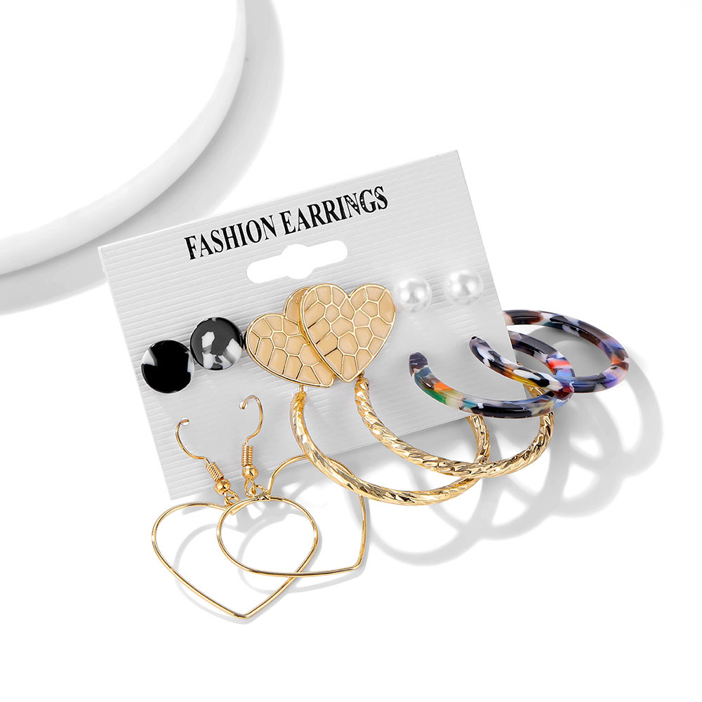 Set 6Piece Set Korean Jewelry Acrylic Artificial Pearl and Circle Tassel Earrings CrossBorder Hot Selling Earrings Set 6Piece Set Korean Jewelry Acrylic Artificial Pearl and Circle Tassel Earrings CrossBorder Hot Selling Earrings
