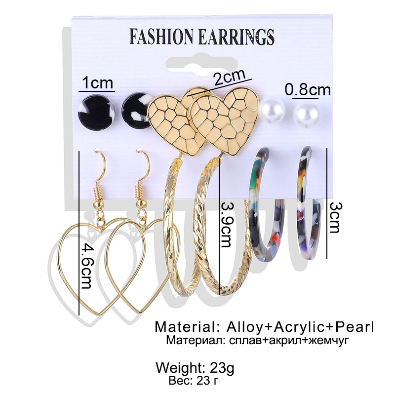 Set 6Piece Set Korean Jewelry Acrylic Artificial Pearl and Circle Tassel Earrings CrossBorder Hot Selling Earrings Set 6Piece Set Korean Jewelry Acrylic Artificial Pearl and Circle Tassel Earrings CrossBorder Hot Selling Earrings