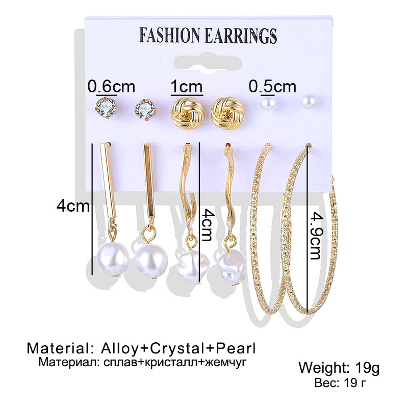 Set 6Piece Set Korean Jewelry Acrylic Artificial Pearl and Circle Tassel Earrings CrossBorder Hot Selling Earrings Set 6Piece Set Korean Jewelry Acrylic Artificial Pearl and Circle Tassel Earrings CrossBorder Hot Selling Earrings
